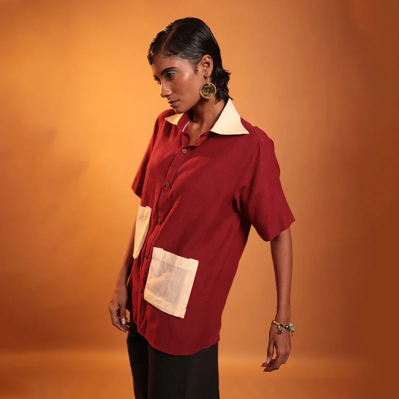 Organic Cotton OversizeShirt for Men & Women | Half Sleeves | Rust Red