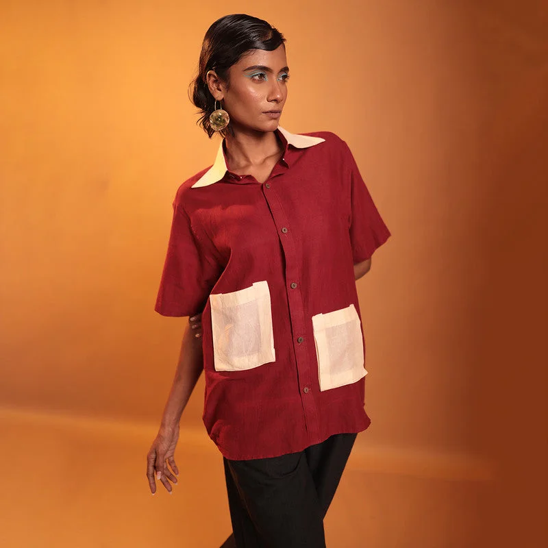 Organic Cotton OversizeShirt for Men & Women | Half Sleeves | Rust Red