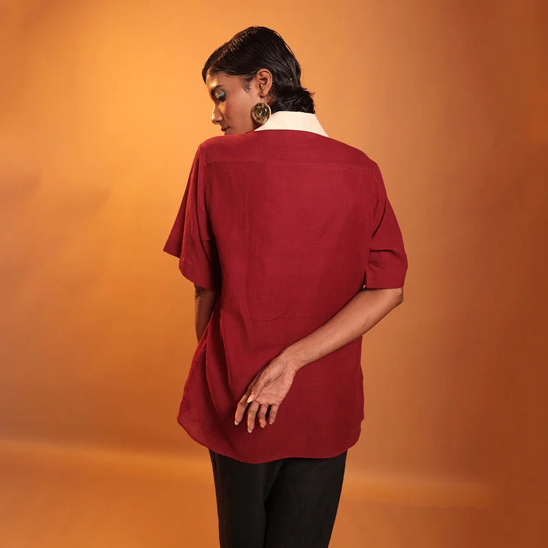 Organic Cotton OversizeShirt for Men & Women | Half Sleeves | Rust Red