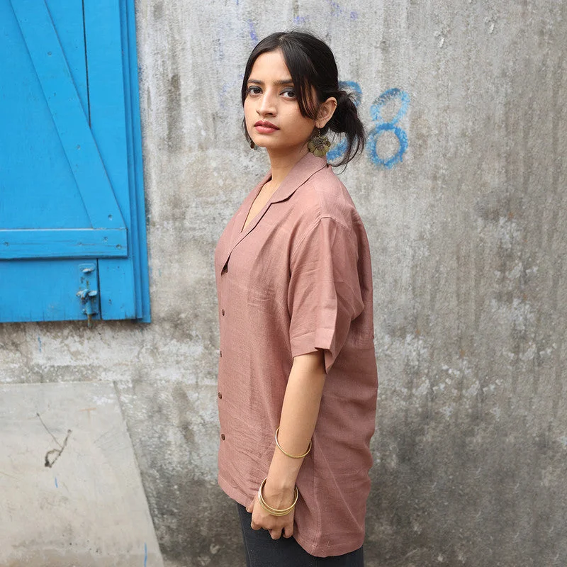 Organic Cotton Shirt for Men & Women | Half Sleeves | Brown