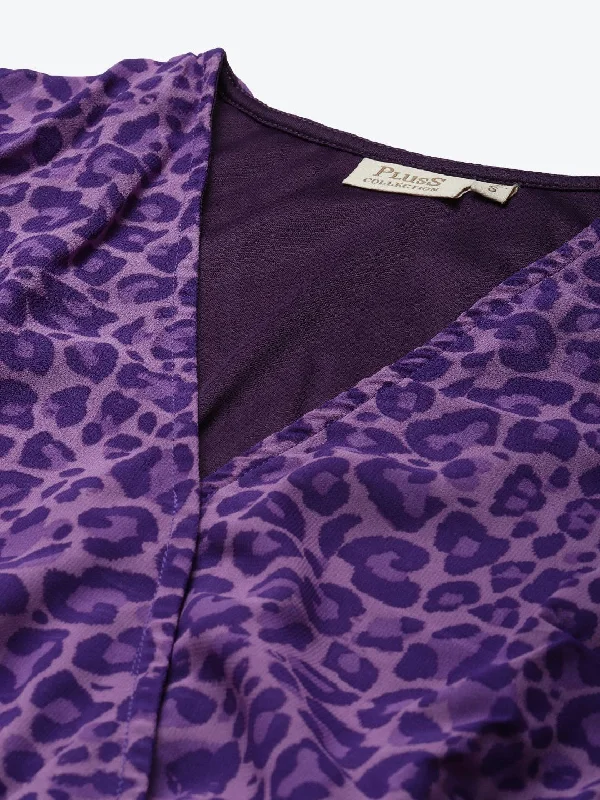 Purple Animal Midi Dress