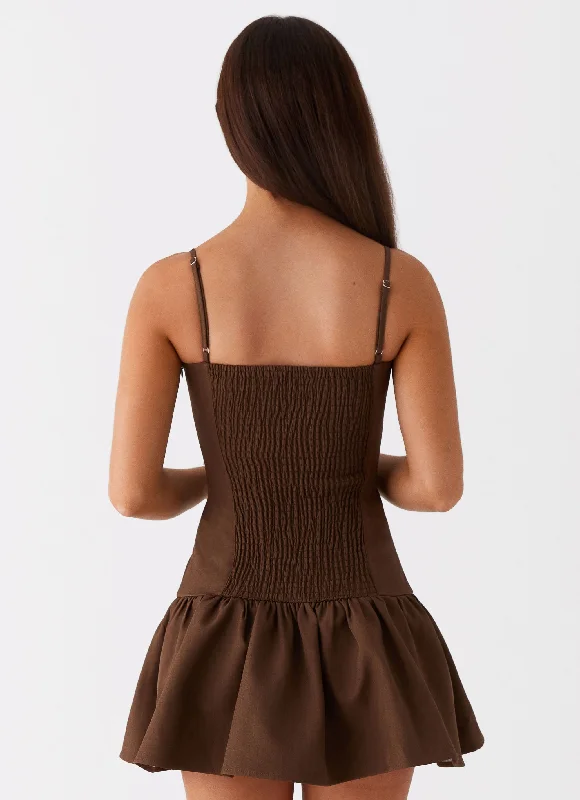 Running Late Mini Dress - Chocolate