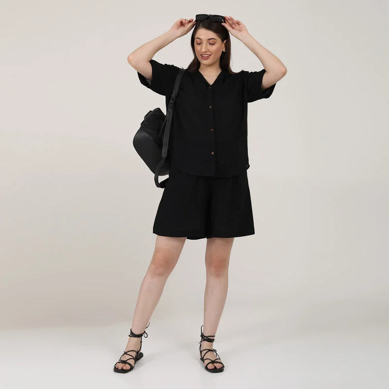 Linen Black Shirt for Women | Relax Fit