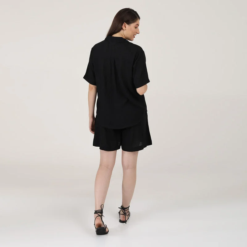 Linen Black Shirt for Women | Relax Fit