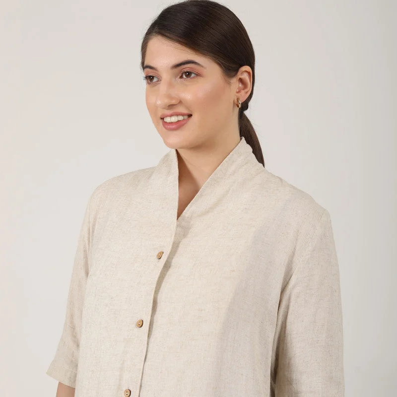 Linen Shirt Tunic for Women | Beige