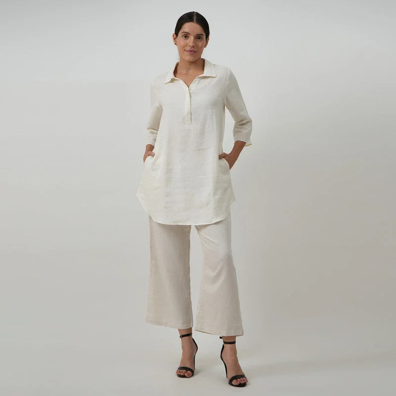 Linen Tunic Set for Women | White