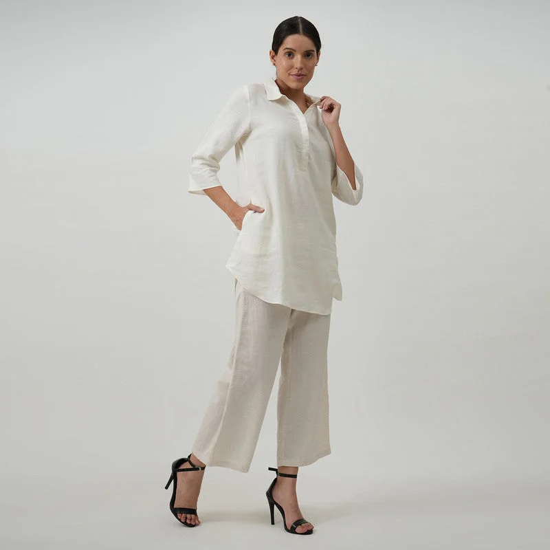 Linen Tunic Set for Women | White