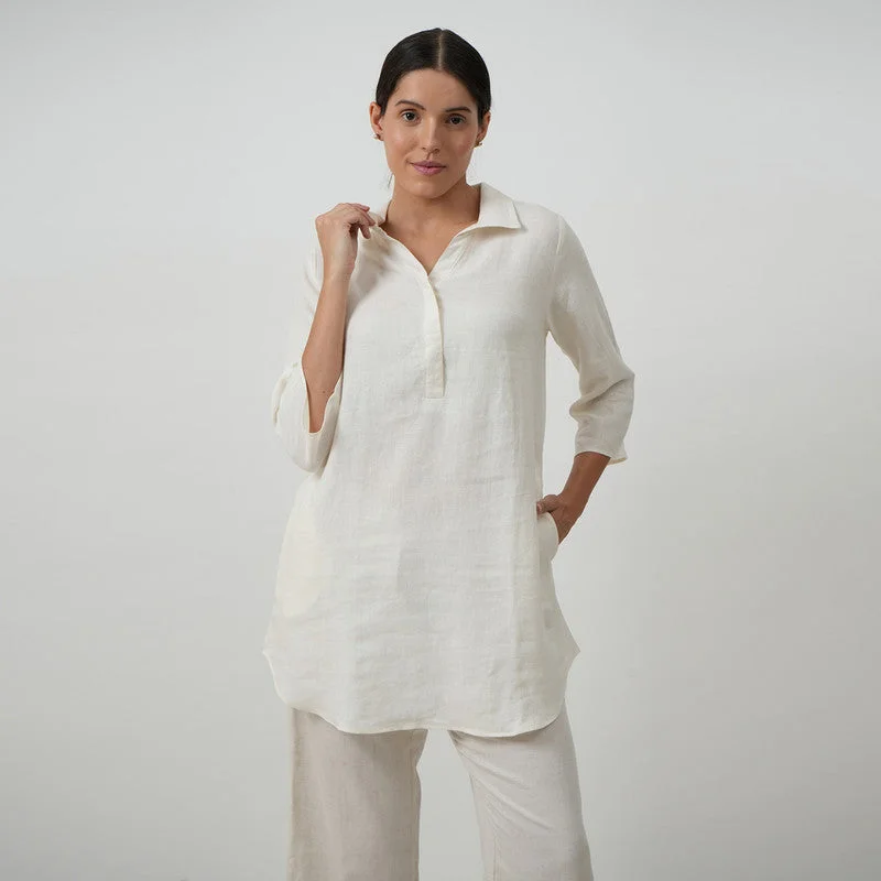 Linen Tunic Set for Women | White