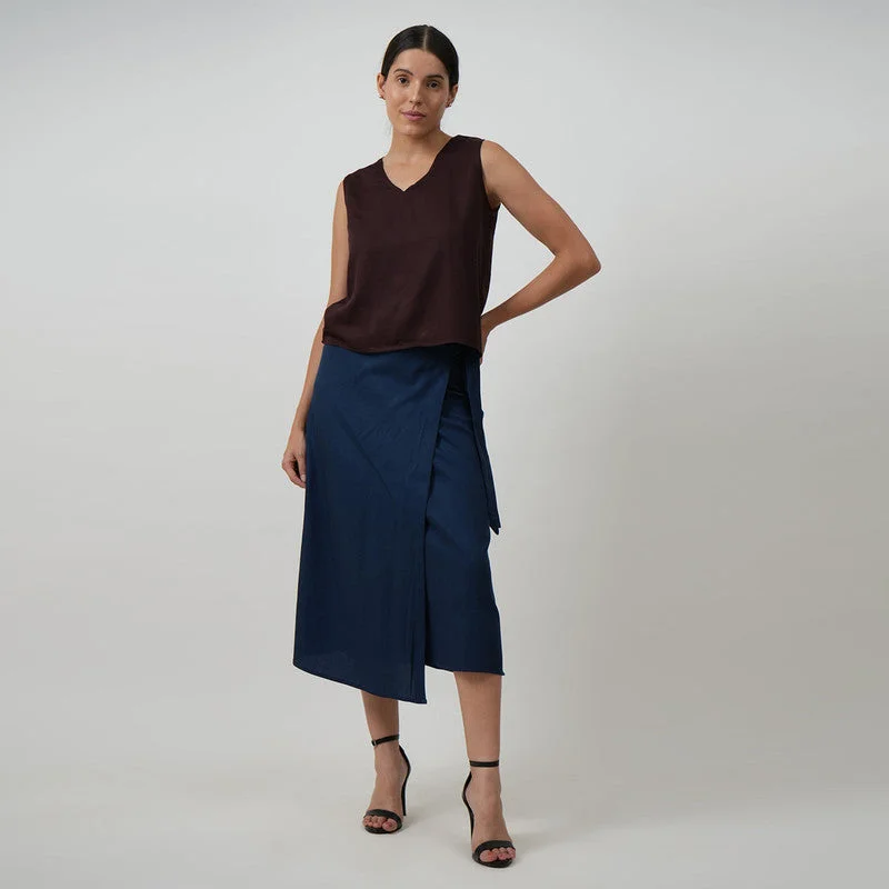 Wrap Skirt for Women | Tencel | Navy