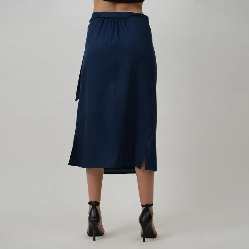 Wrap Skirt for Women | Tencel | Navy