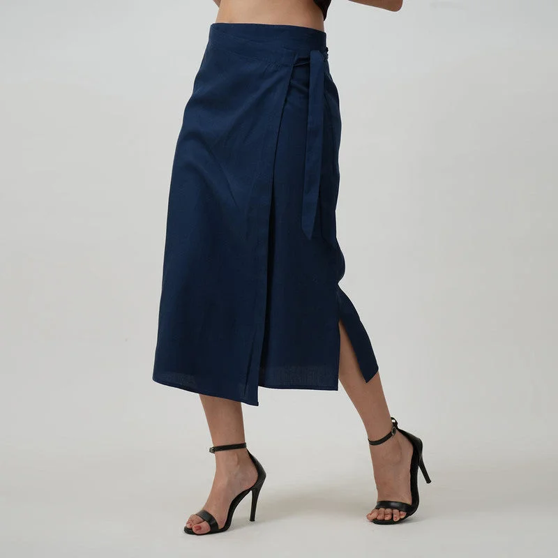 Wrap Skirt for Women | Tencel | Navy