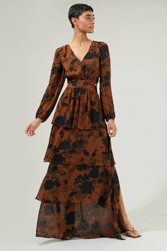 Sandy Floral Pleated Maxi Dress