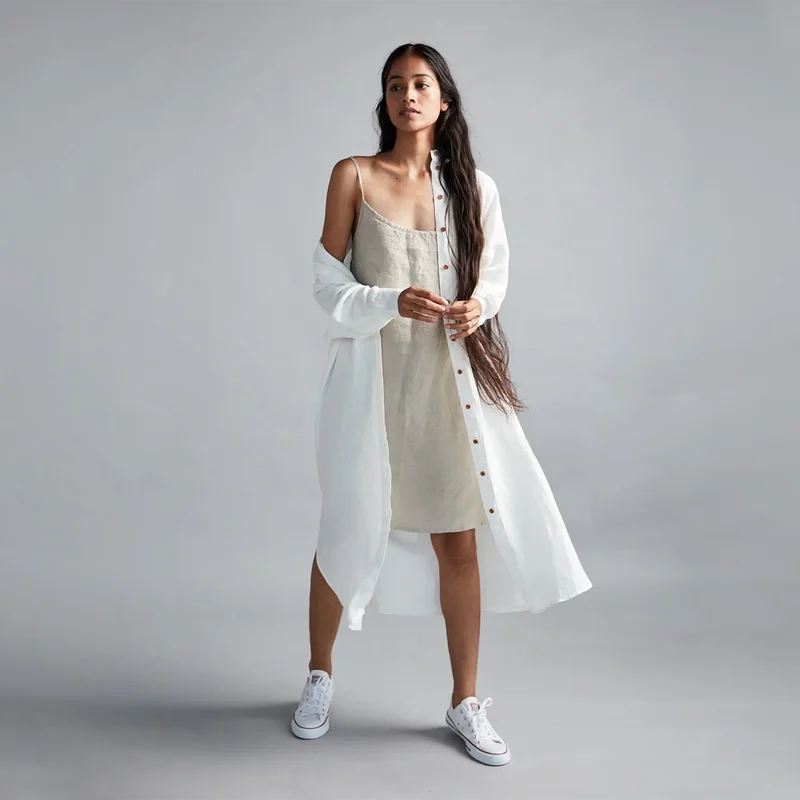 Linen Slip Dress for Women | White