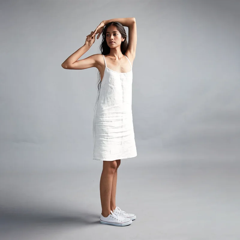 Linen Slip Dress for Women | White