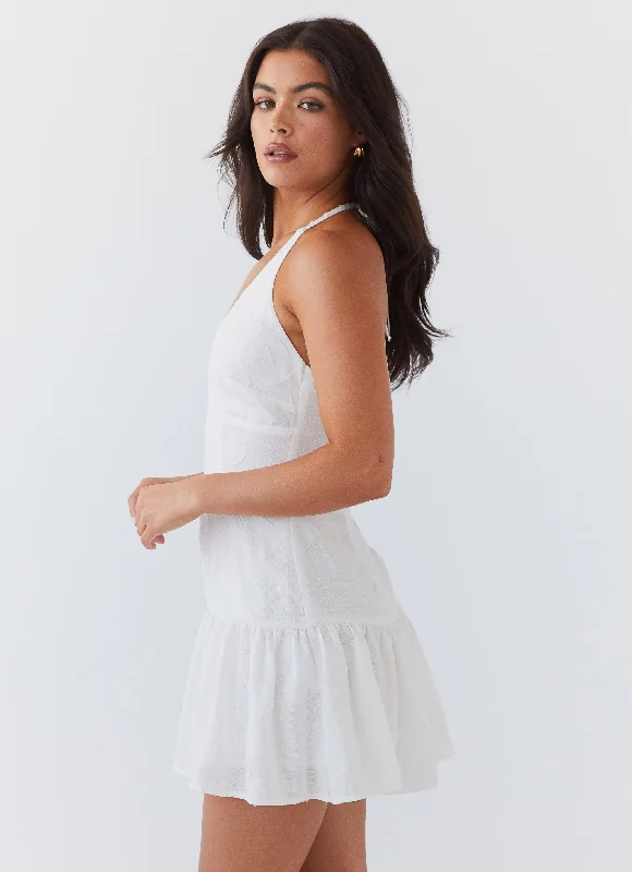 Selena Halter Mini Dress - White