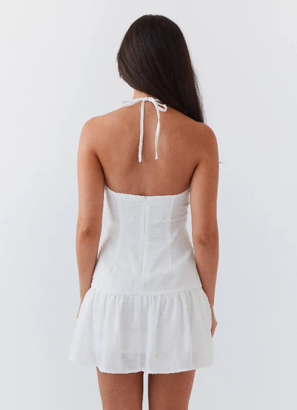 Selena Halter Mini Dress - White