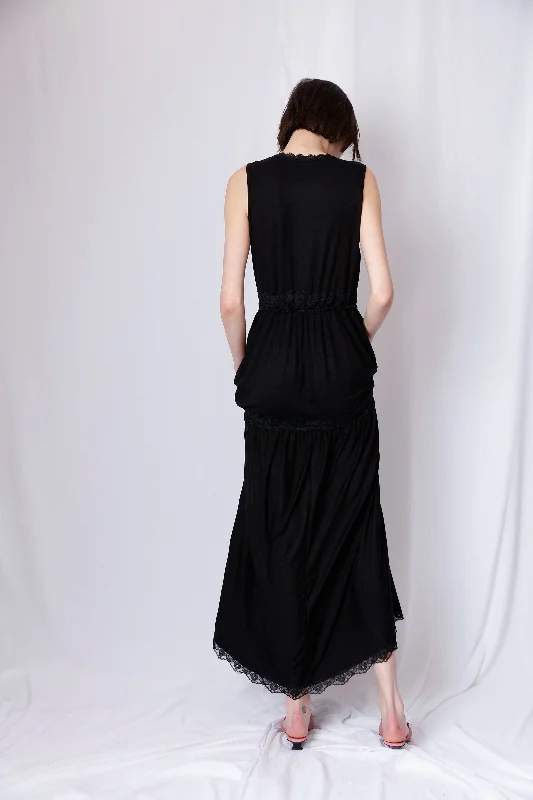 SLVLESS TIERED MAXI DRESS WITH POCKETS