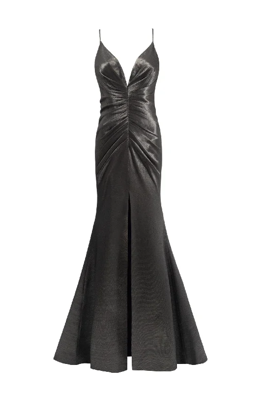 Smoky fitted maxi dress with high slit