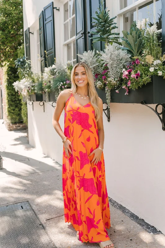 Sunset Stroll Orange Print Maxi Dress - FINAL SALE