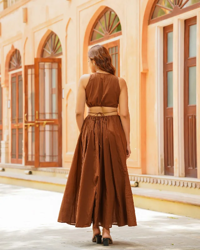 Umber Cut-out Solid Dress