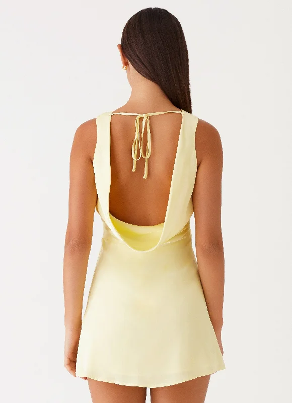 Veena Satin Mini Dress - Yellow