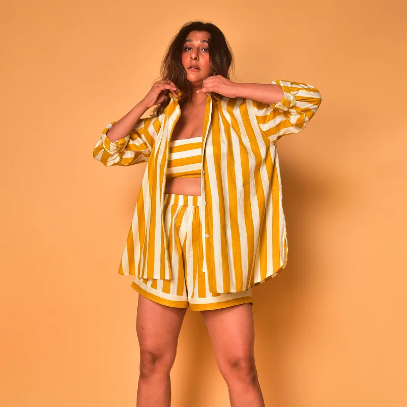 Cotton Shirt for Women | Striped | Yellow & White