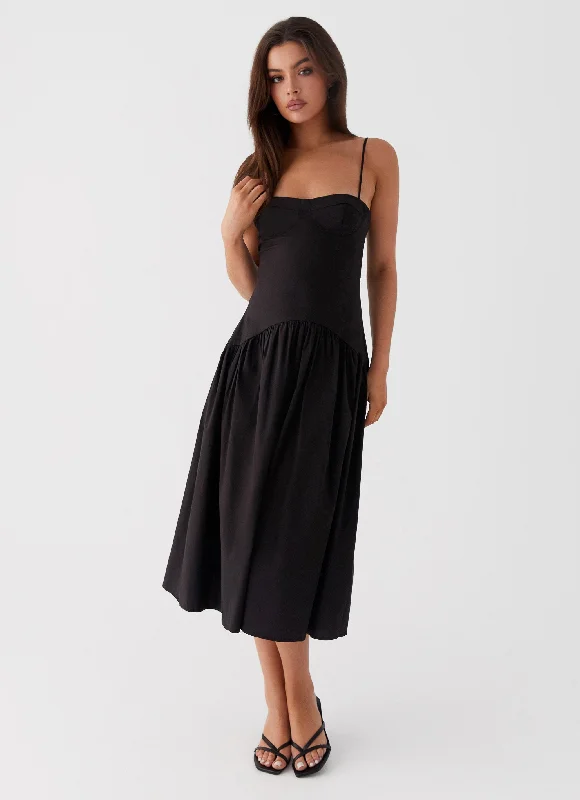 Yvette Corset Midi Dress - Black