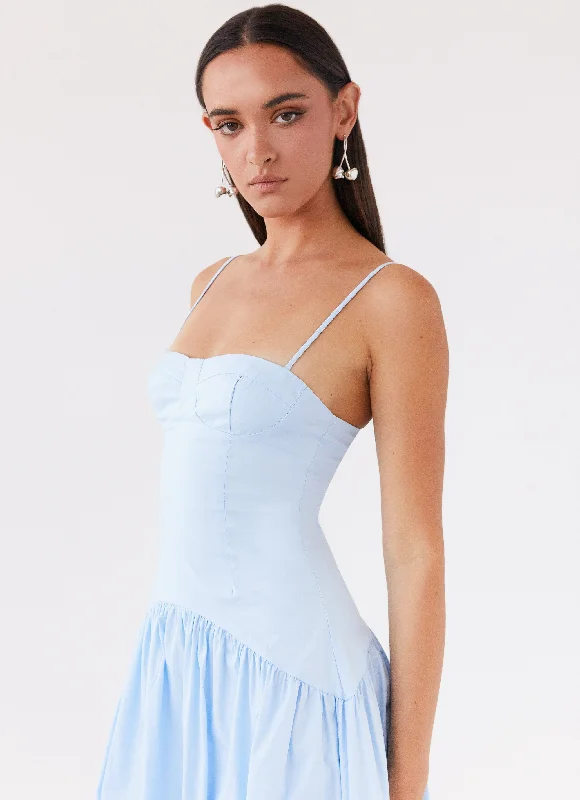 Yvette Corset Midi Dress - Blue