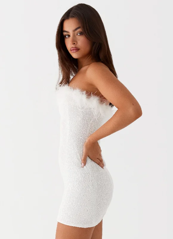 Zyenna Sequin Mini Dress - White