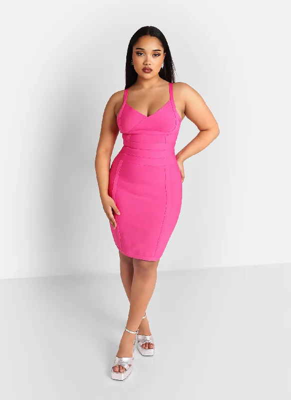 Amorette Bandage Mini Bodycon Dress - Magenta