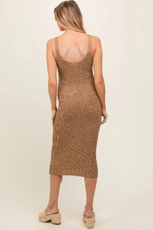 Camel Knit Maternity Dress