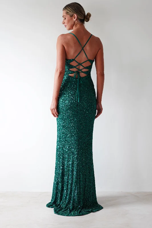 Clarisse Bodycon Sequin Gown | Emerald Green