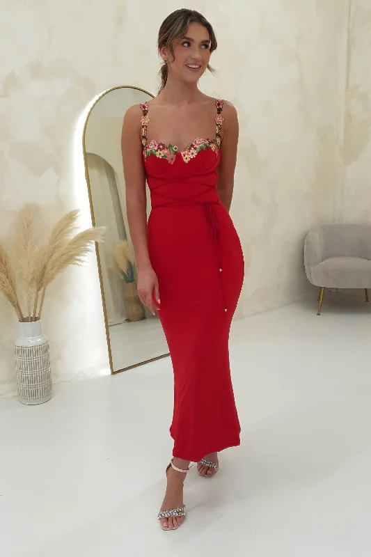 Rowan Bodycon Maxi Dress | Red