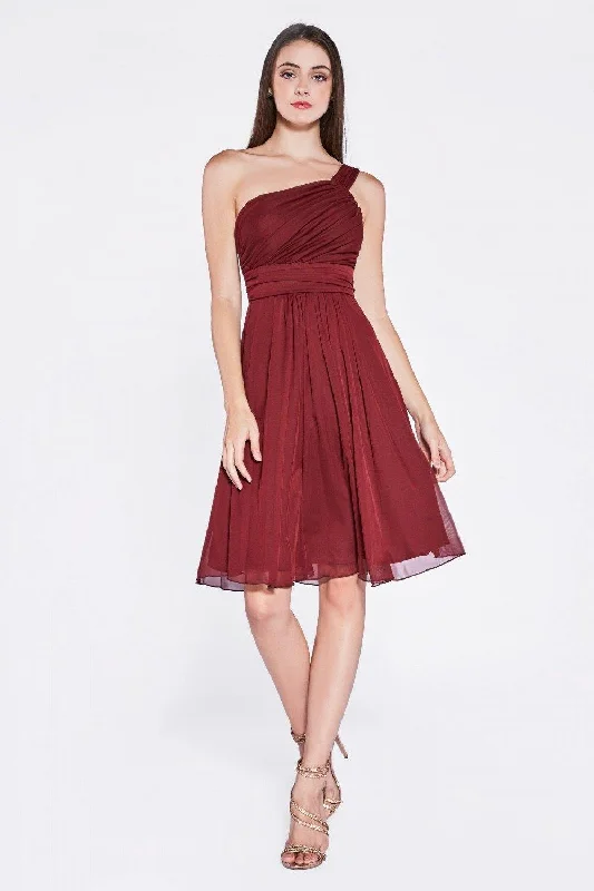 Cinderella Divine CD3909 Short Dress One Shoulder Bridesmaid