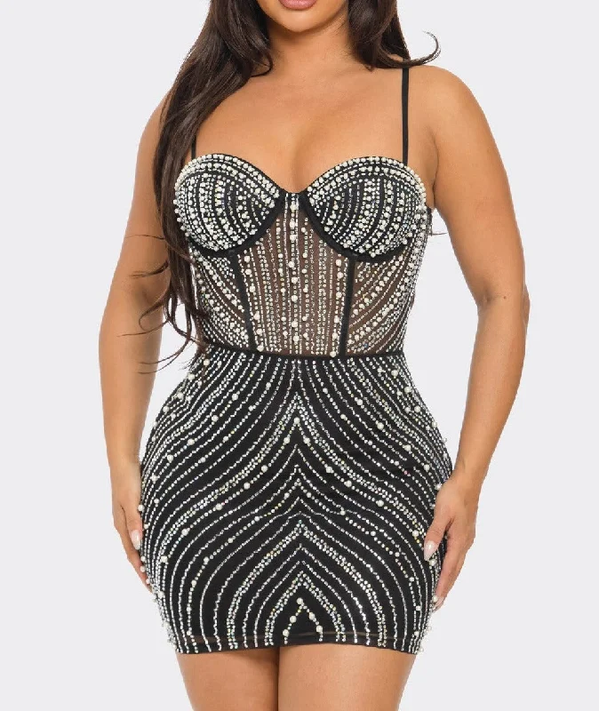 Women's Bodycon Dress with Pearl - BAJBCCDS71151