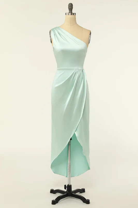 Sheath One Shoulder Sage Bridesmaid Dress