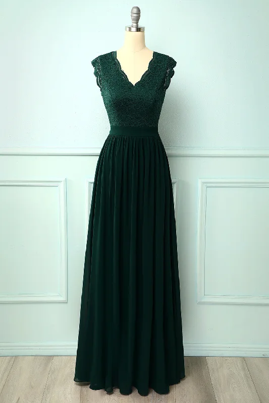 V-neck Long Bridesmaid Dress