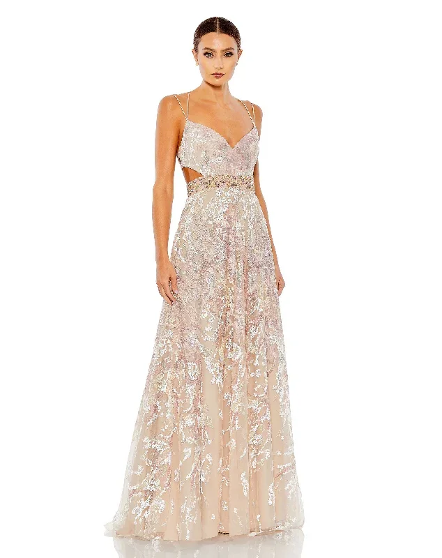 Embellished V-Neck A Line Gown