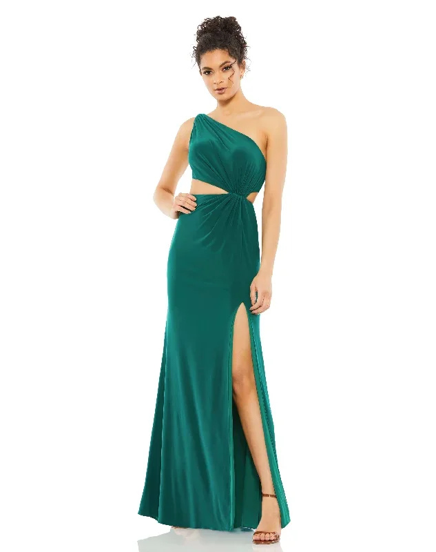 One Shoulder Ruched Cut Out Jersey Gown - FINAL SALE