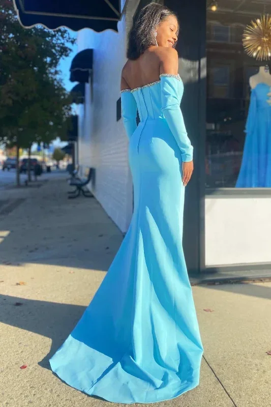 aqua-off-the-shoulder-long-sleeve-mermaid-formal-dress