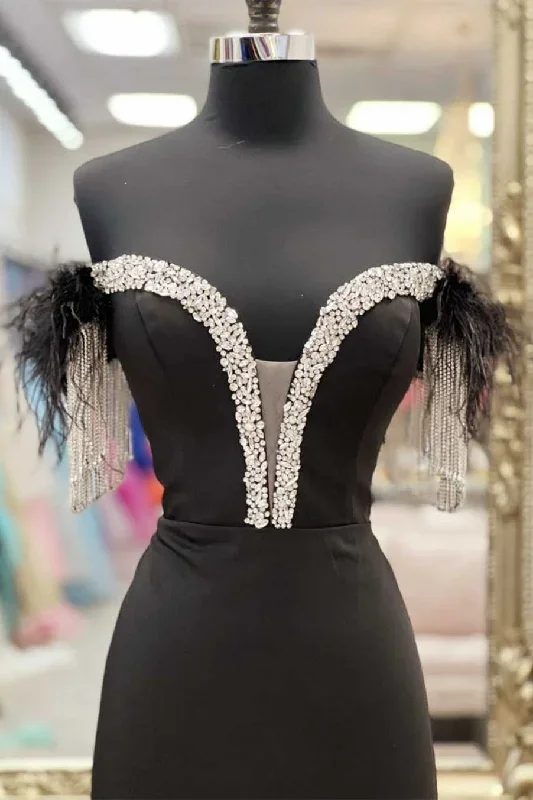 black-feather-off-the-shoulder-beaded-mermaid-prom-dress