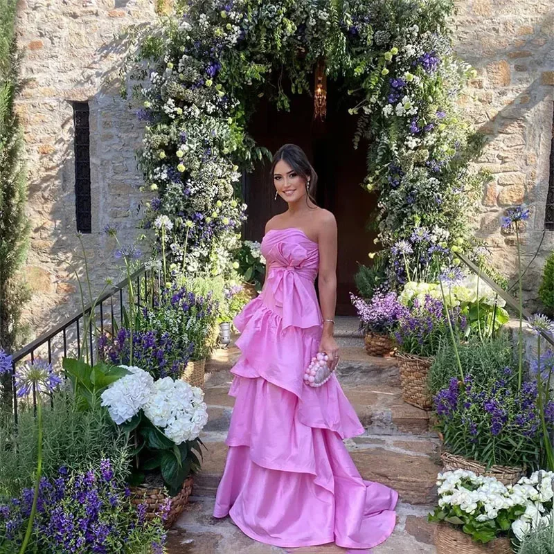 classy-long-pink-prom-dresses-with-bow-a-line-custom-made-strapless-ruffled-sweep-train-party-dress-evening-dresses-for-women