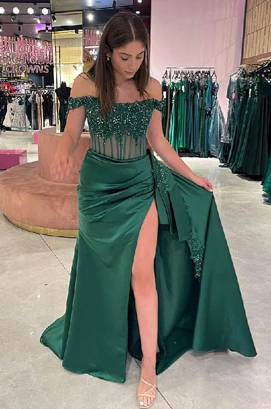 elegant-emerald-green-off-the-shoulder-satin-dress-with-slit