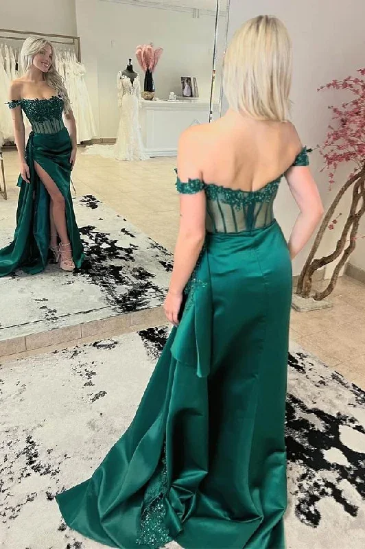 elegant-emerald-green-off-the-shoulder-satin-dress-with-slit