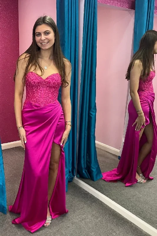 fuchsia-lace-and-satin-ruched-mermaid-prom-dress