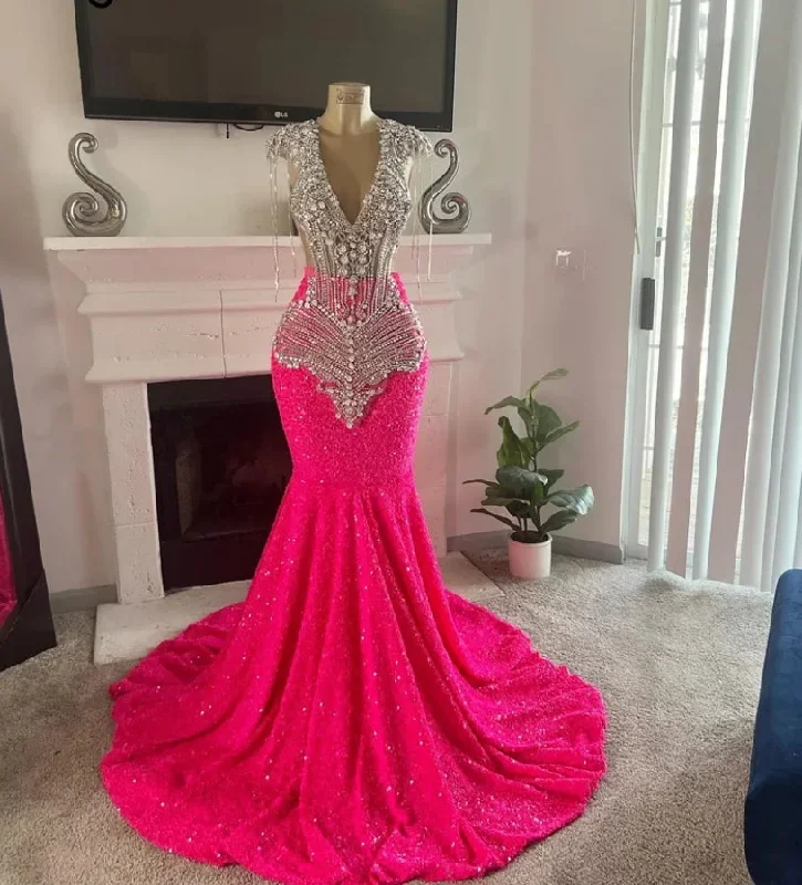 glitter-diamonds-fuchsia-mermaid-prom-dress-2024-crystal-rhinestone-beading-sequins-gown-for-black-girls-birthday-party-dress