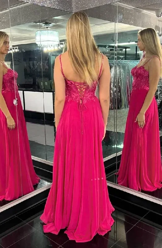 hot-pink-sweetheart-a-line-prom-long-dress-with-spaghetti-straps