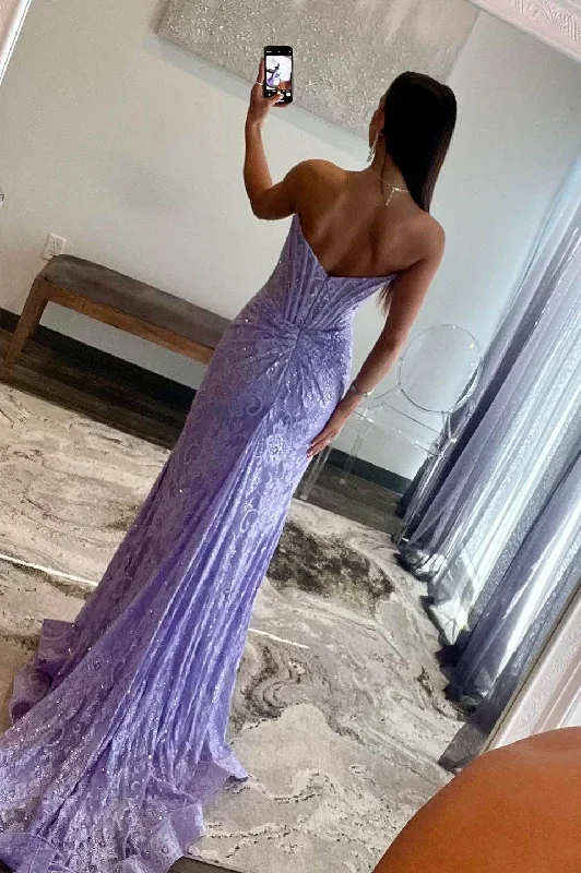 lavender-strapless-lace-ruched-mermaid-prom-dress-with-slit