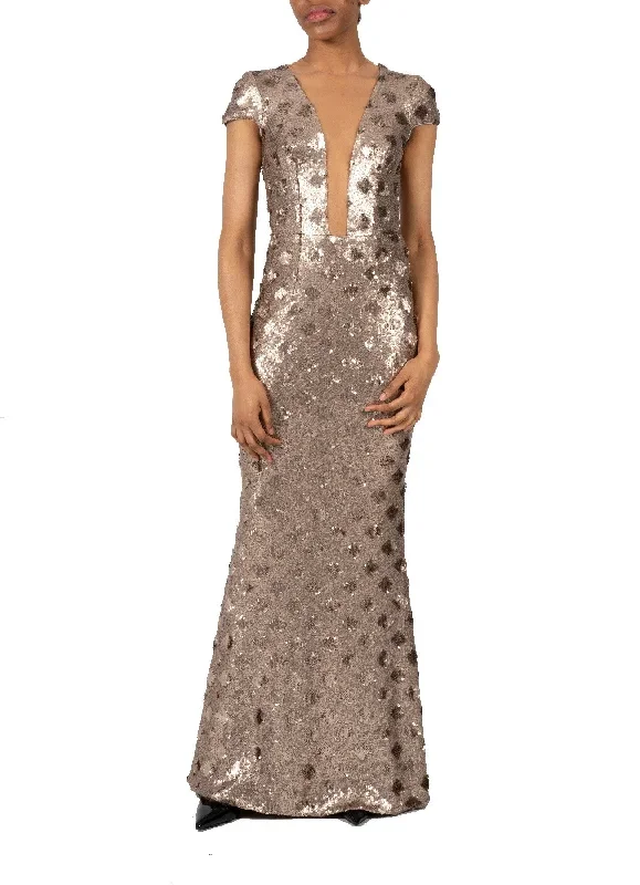 DRESS THE POPULATION-MICHELLE SEQUIN GOWN