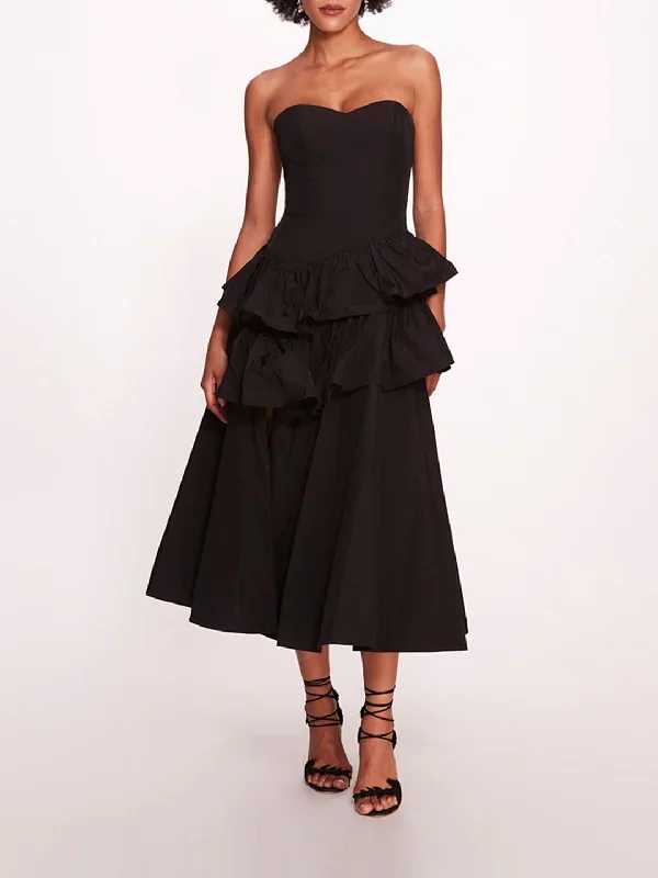 Taffeta Tiered Midi Dress